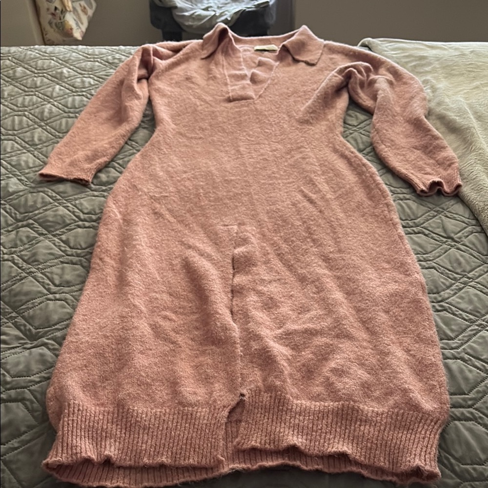 Nanushka Pink Collared Knit Dress - Size S